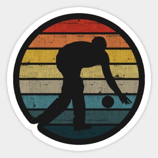 Bowling Silhouette On A Distressed Retro Sunset product Sticker